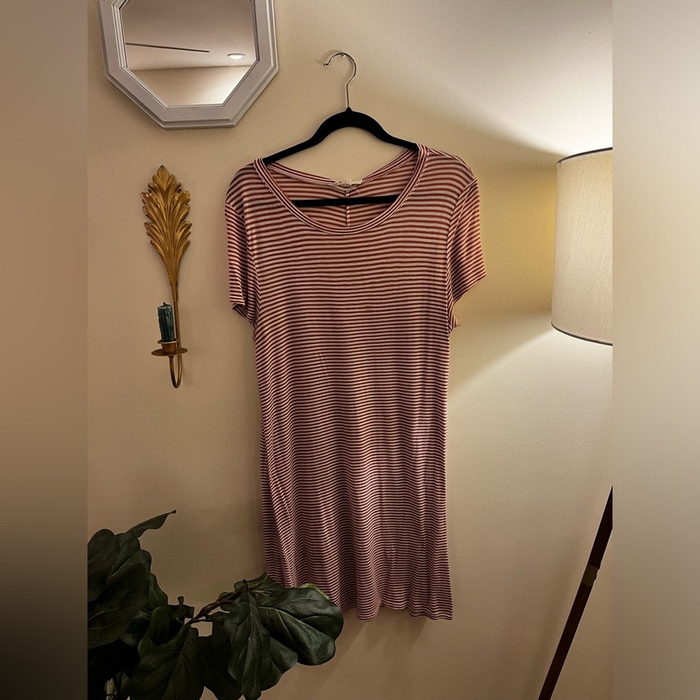 Red & white striped t-shirt dress
